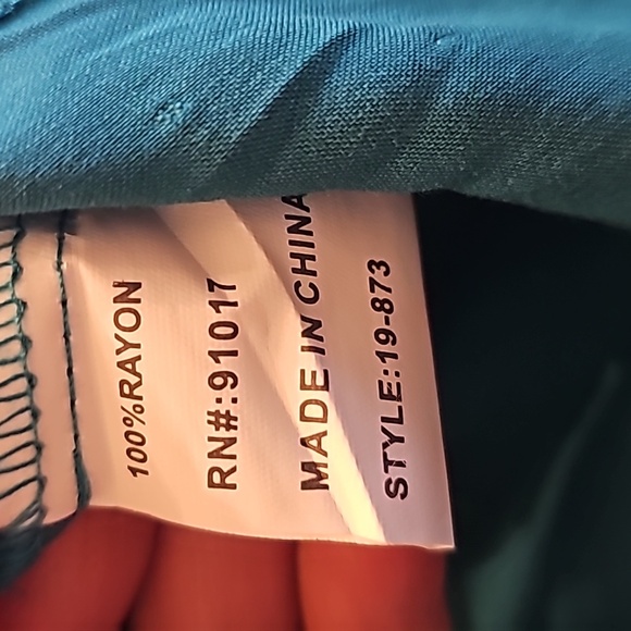 Solitaire Tunic Embroidered Peasant Blouse Turquoise Ruffled Neck Ties Size S - Picture 12 of 13